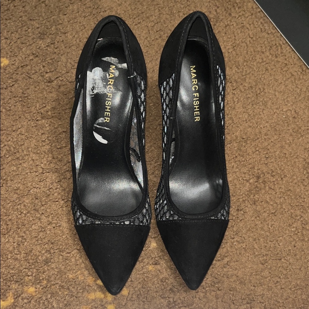 Marc Fisher Black Mesh Women's Heels